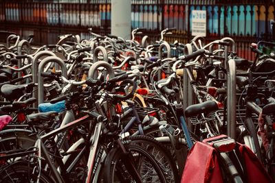 Bicycles in parking lot