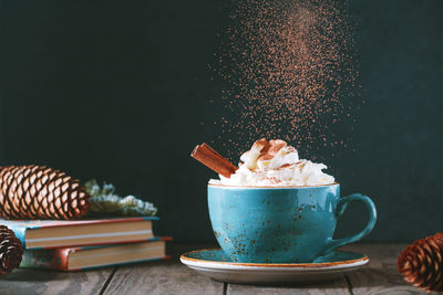 Close-up of coffee on table