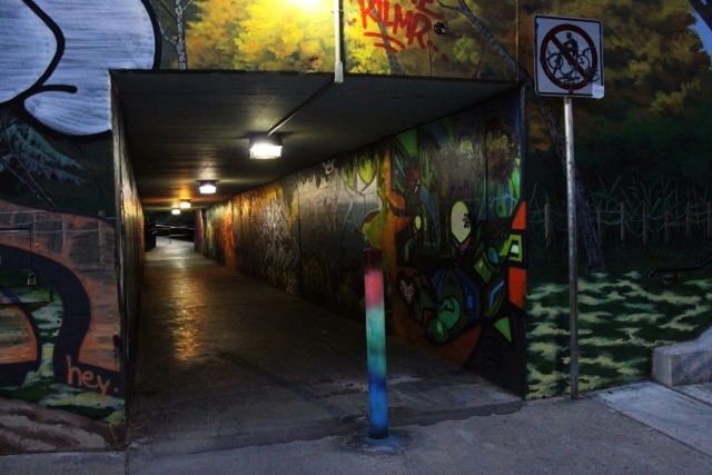 graffiti, art, multi colored, street art, illuminated, no people, the way forward, outdoors, empty, information sign