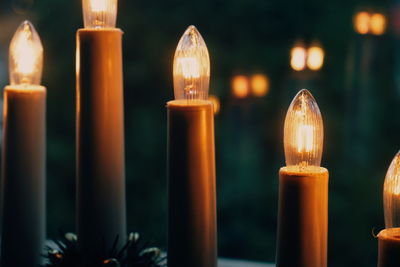 Close-up of illuminated candles