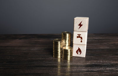 Close-up of toy blocks on table