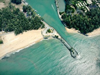 Aerial image of the river bank sungai kerteh, kemaman, terengganu, malaysia. 