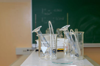 Close-up of glass of water on table