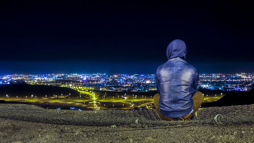 View of illuminated cityscape at night