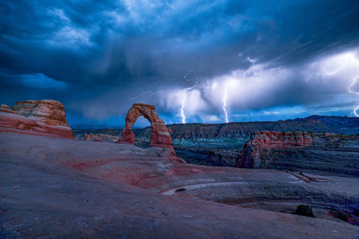 Panoramic view of rock formation against sky