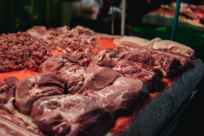 Close-up of meat for sale in market