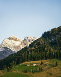 Scenic view of mountains against clear sky