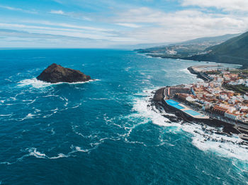 High angle view of sea against sky