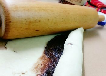 High angle view of bread