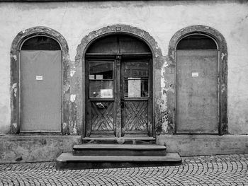 Closed door of old building