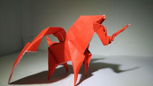 Close-up of origami art work on table