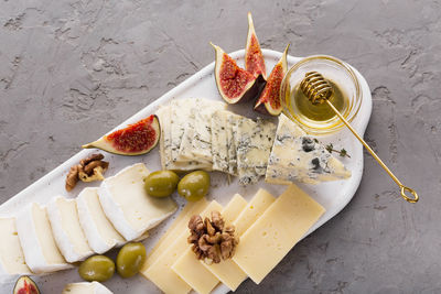 High angle view of food on table