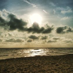 Scenic view of sea against cloudy sky