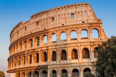 The colosseum or coliseum, also known as the flavian amphitheatre, in the centre of the city of rome