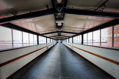 Interior of illuminated railroad station