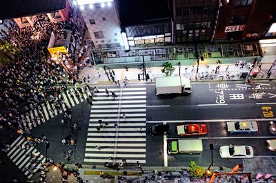 Crowd in city at night