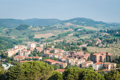 High angle view of townscape against sky