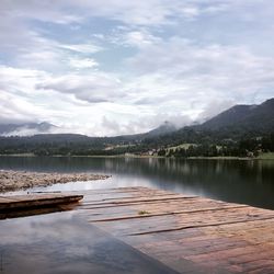 Scenic view of lake against sky