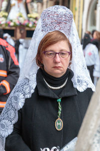 Portrait of woman wearing mask