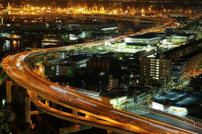 Long exposure view of elevated highway 