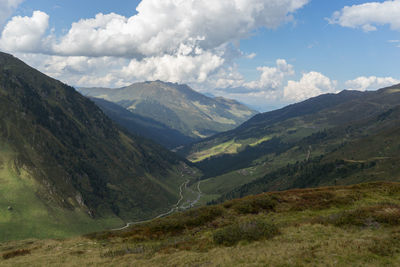 Scenic view of mountains against sky