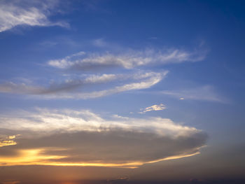 Low angle view of sky at sunset