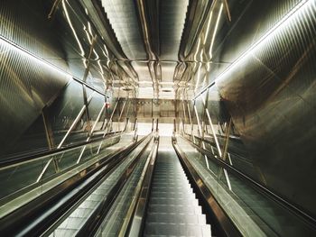 Elevated view of escalator