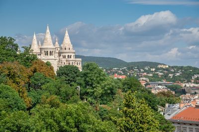 Architecture of the upper town buda in budapest, hungary, on a sunny summer morning