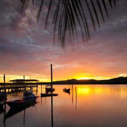 Scenic view of sea at sunset