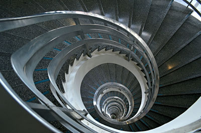 High angle view of spiral staircase