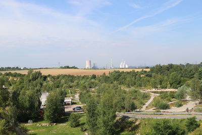 View of factory against sky