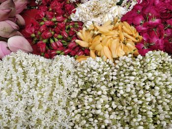 High angle view of rose bouquet in market