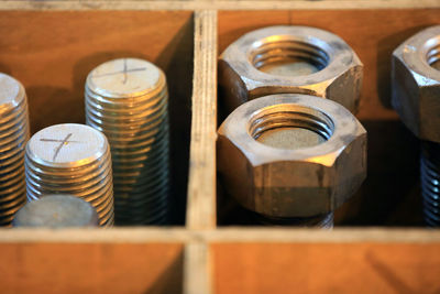 High angle view of coins on table