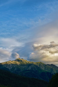 Low angle view of mountain against sky