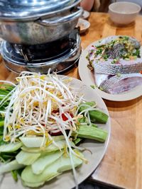High angle view of food in bowl