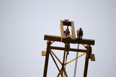 Low angle view of wood against clear sky