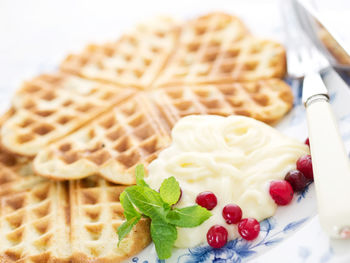 Close-up of cake served in plate