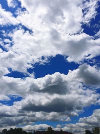 Low angle view of clouds in blue sky