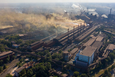 High angle view of cityscape against sky