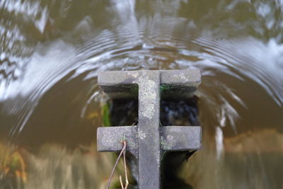 River water flowing past a steel girder