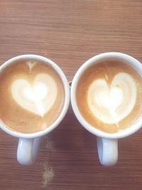 Directly above shot of cappuccino on table