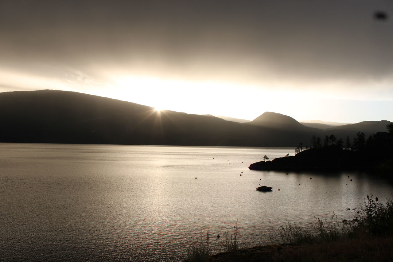 Grassy hill on a lake