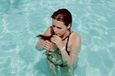 Portrait of woman in water