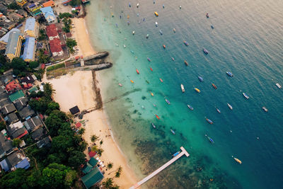 High angle view of beach