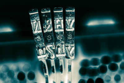 Close-up of text on metal