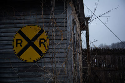 Low angle view of no parking sign