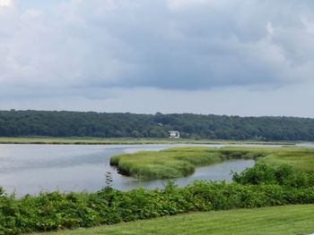 Scenic view of lake against sky