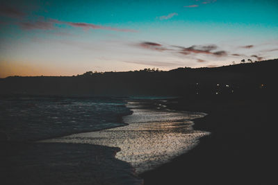 Scenic view of sea against sky at sunset