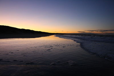 View of beach at sunset