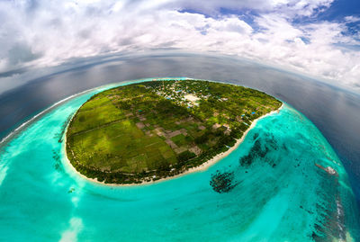 High angle view of sea against sky